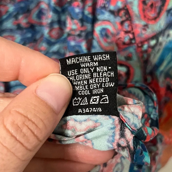 Tolani Blouse Women's XLP Petite Geometric Printed Caftan Tunic Bohemian Artsy - Picture 8 of 9